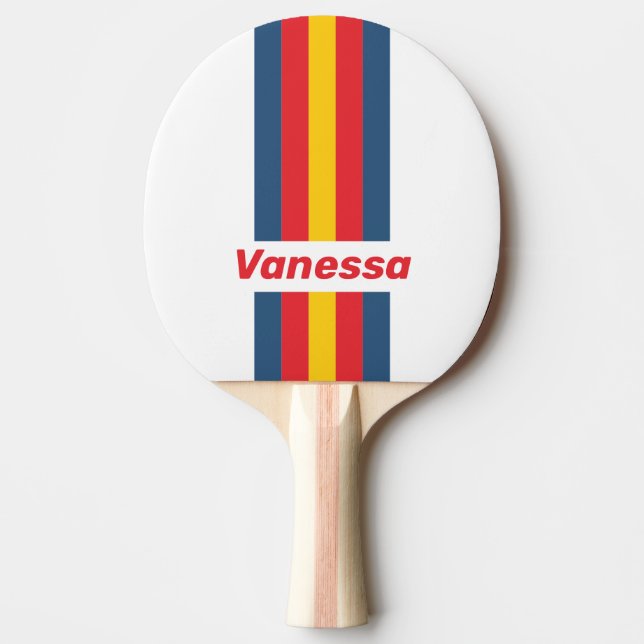Retro Mountain Pin Stripes with Name Tischtennis Schläger (Vorderseite)