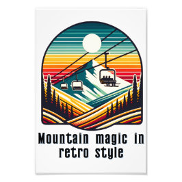 Retro Mountain Ski Lift Abenteuer unter der Sonne Fotodruck
