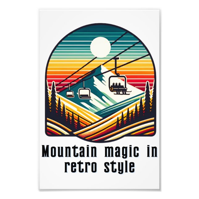 Retro Mountain Ski Lift Abenteuer unter der Sonne Fotodruck (Vorne)