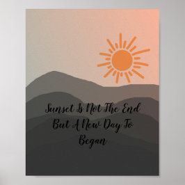Retro Mountain Sonnenuntergang Landschaft Frische  Poster