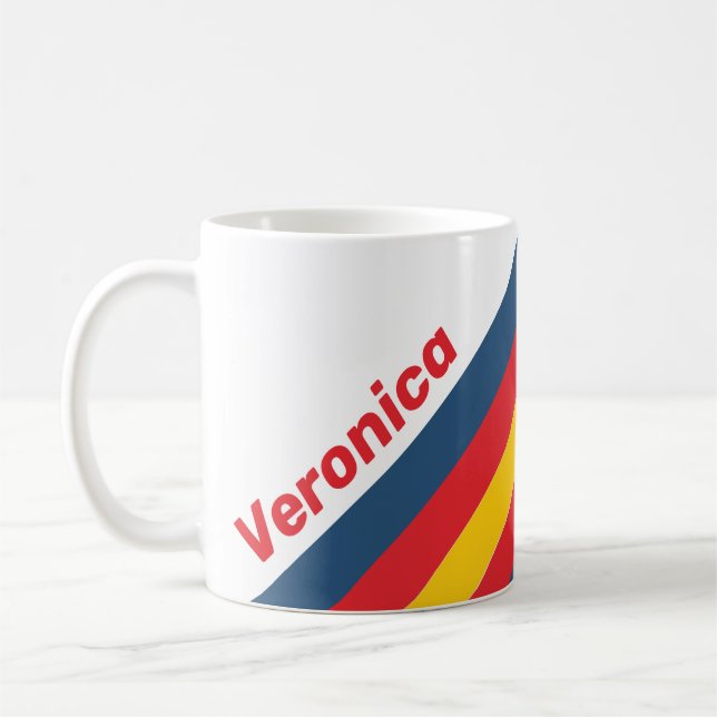 Retro Mountain Stripes with Name Kaffeetasse (Links)