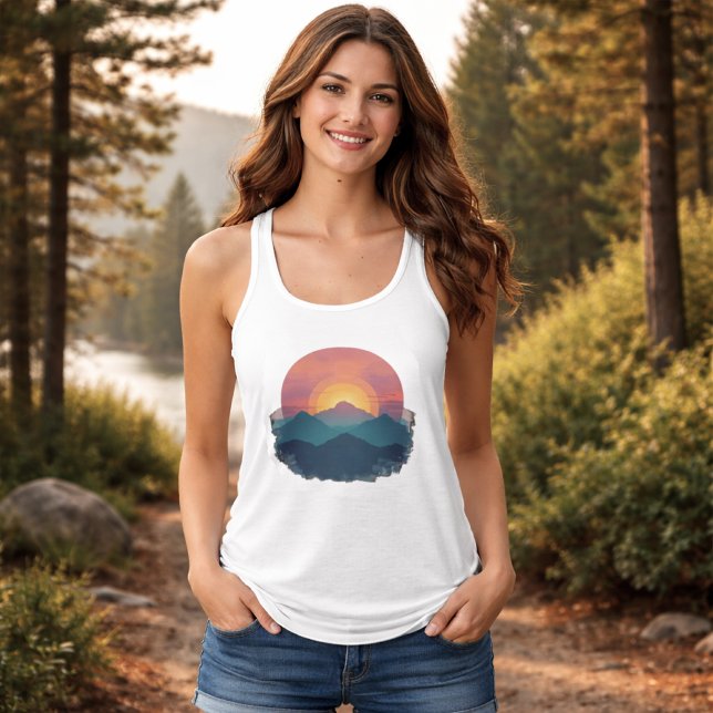 Retro Mountain Sunset - Nature Outdoors Women's Tank Top (Von Creator hochgeladen)