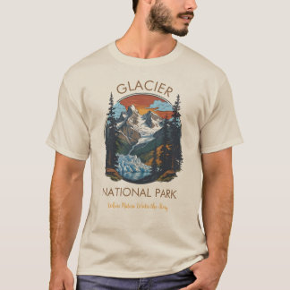 Retro-Mountain-T-Shirt Glacier National Park  T-Shirt