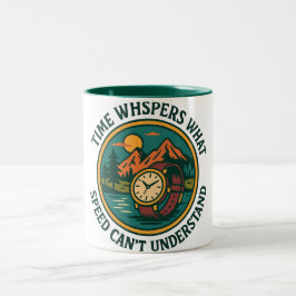 Retro Mountain Watch Quote Zweifarbige Tasse