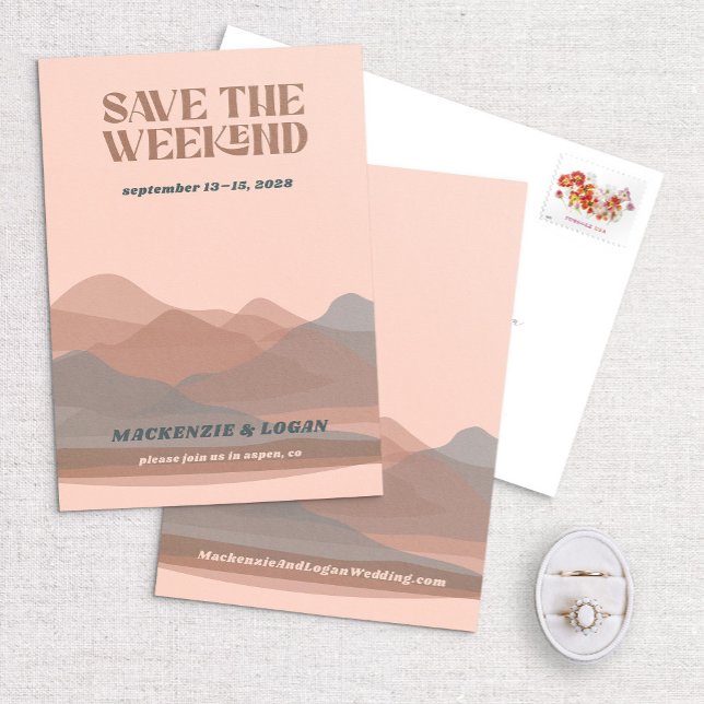 Retro Mountain Weekend Save the Date Card (Von Creator hochgeladen)