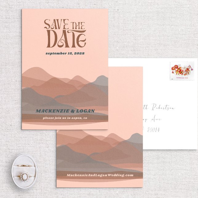 Retro Mountain Weekend Save the Date Card (Von Creator hochgeladen)