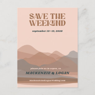 Retro Mountain Weekend Save the Date Card Postkarte