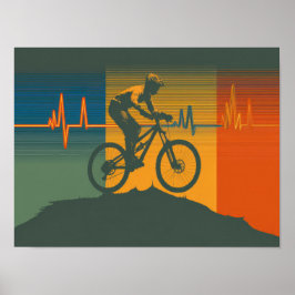 Retro-Mountainbiker-Herzschlag Poster