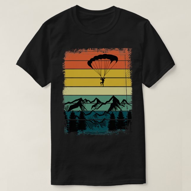 Retro Mountains Paraglider Outdoor Hobby Paraglidi T-Shirt (Design vorne)
