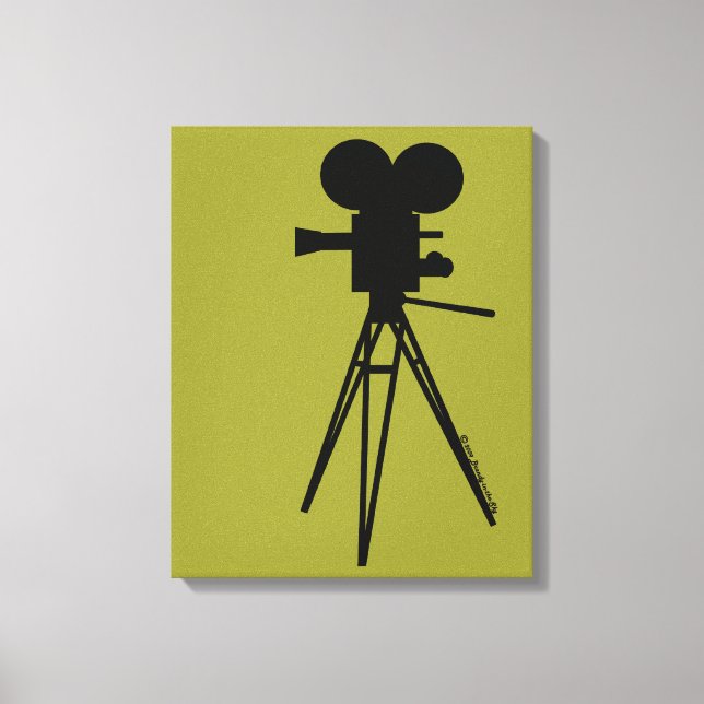 Retro Movie Camera Silhouette Custom Art Leinwand (Vorderseite)