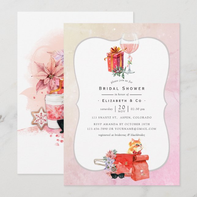 Retro Movie Christmas Brautparty Einladung (Vorne/Hinten)