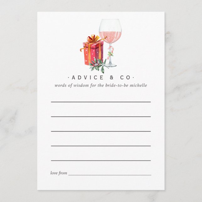 Retro Movie Christmas Brautparty Ratschläge Hinweiskarte (Vorderseite)