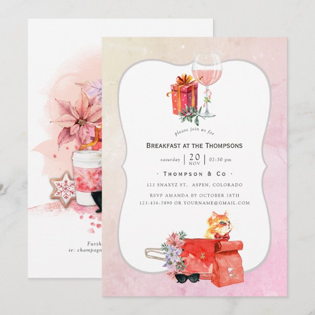 Retro Movie Christmas Party Einladung (Vorne/Hinten)