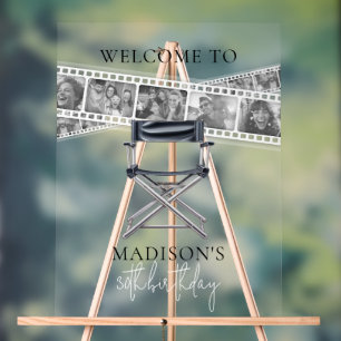 Retro Movie Night Film Strip Custom Fotos Willkomm Acrylschild