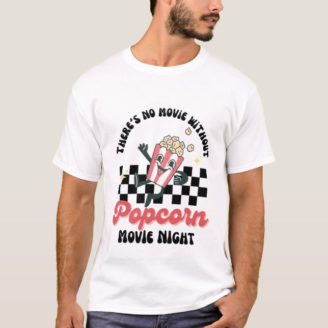 Retro Movie Night Popcorn T-Shirt (Vorderseite)