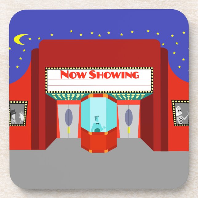 Retro Movie Theater Hard Plastic Untersetzer (Vorderseite)