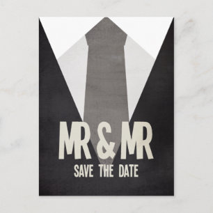 Retro Mr & Mr Anzug Krawatte Gay Save the Date Pos Ankündigungspostkarte