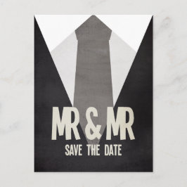 Retro Mr & Mr Anzug Krawatte Gay Save the Date Pos Ankündigungspostkarte