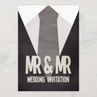 Retro Mr & Mr. Anzug & Krawatte Gay Wedding Einlad