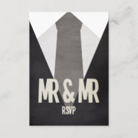 Retro Mr & Mr. Anzug & Krawatte Wedding RSVP