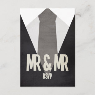 Retro Mr & Mr. Anzug & Krawatte Wedding RSVP Karte