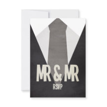 Retro Mr & Mr. Anzug & Krawatte Wedding RSVP