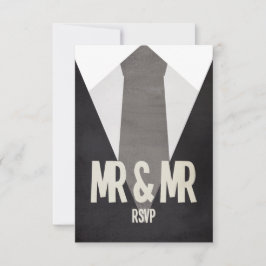Retro Mr & Mr. Anzug & Krawatte Wedding RSVP Karte