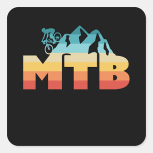 Retro-MTB-Vintage-Mountainbike-Geschenk Quadratischer Aufkleber