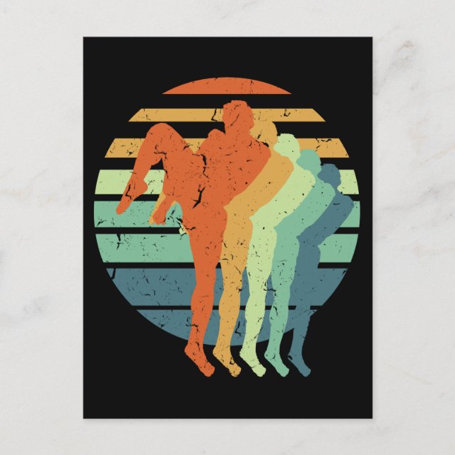 Retro Muay Thai Boxing Sports Kickboxing Boxer Fan Postkarte (Vorderseite)