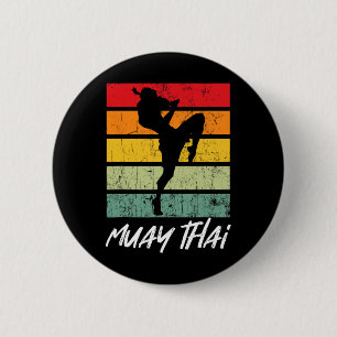 Retro Muay Thai Vintager Mixed Martial Arts Martia Button