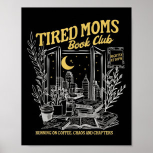 Retro Müde Mamas Buchklub Buchbar Buchtrovert Mot Poster