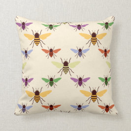 Retro multi Farbregenbogenbienen-Hummelmuster Kissen