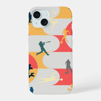 Retro Multi-Sport Silhouette Geometric Pattern iPhone 15 Hülle
