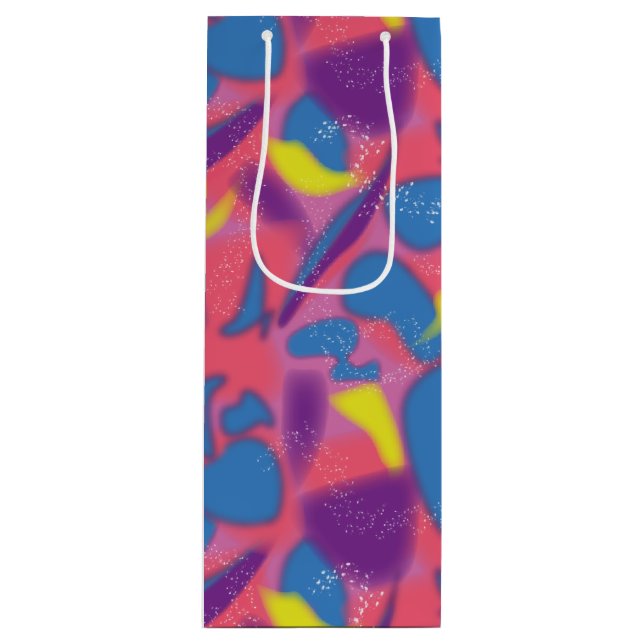 Retro Multicolor 90s Geschenktüte Für Weinflaschen (Vorderseite)
