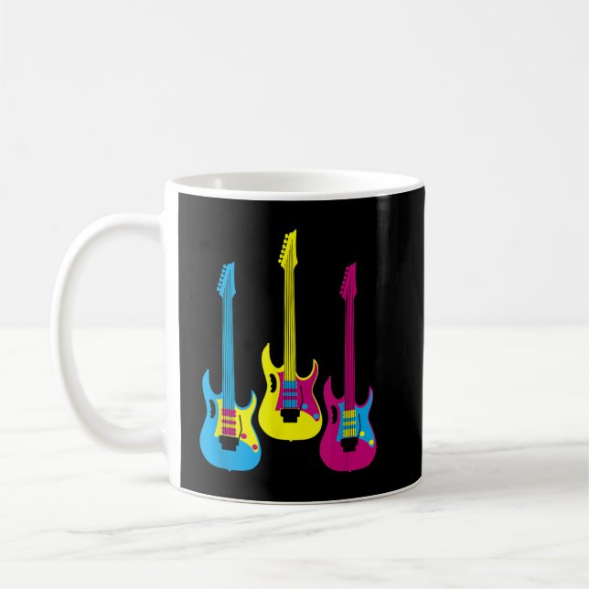 Retro Multicolor CMYK Electric Guitar Graphic Lead Kaffeetasse (Links)