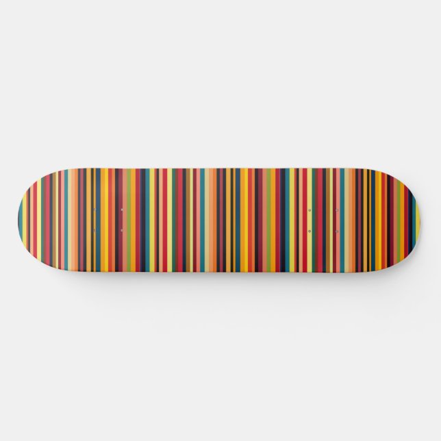 Retro Multicolour Stripe Modern Skateboard Deck (Horizontal)