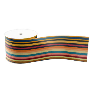Retro Multicolour Vintage Stripe Grosgrain Ribbon Ripsband