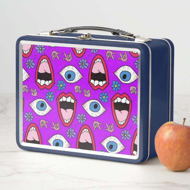 Retro Mund und Augen Metall Lunch Box (Beispiel)