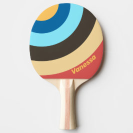 Retro Murmel Kreis Streifen mit Namen Tischtennis Schläger