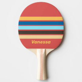 Retro Murmeln über Streifen mit Namen Tischtennis Schläger