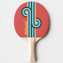 Retro Murmur Streifen-Loop mit Namen Tischtennis Schläger