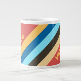 Retro Murmur Stripes with Name Jumbo-Tasse