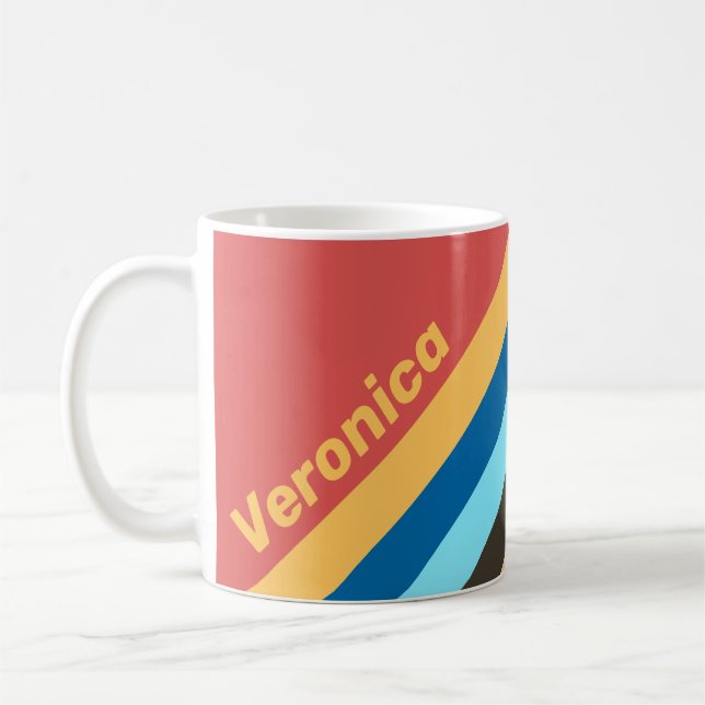 Retro Murmur Stripes with Name Kaffeetasse (Links)