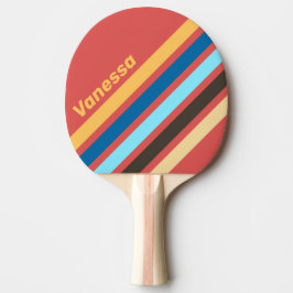Retro Murmur Winklige Streifen mit Namen Tischtennis Schläger