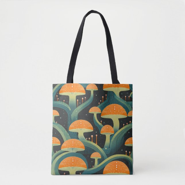 Retro Mushroom All-Over Print Tote Bag (Vorderseite)