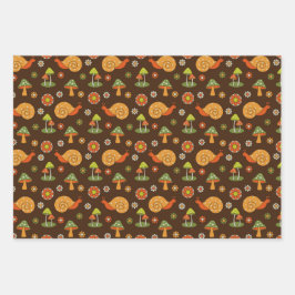 Retro Mushrooms Cotattcore Trio Geschenkpapier Set