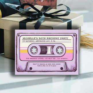 Retro Music 80er Cassette Mixtape 50. Geburtstag Einladung