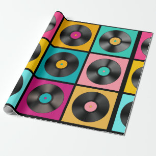 Retro Music Background mit Vinyl Platten - vintag Geschenkpapier