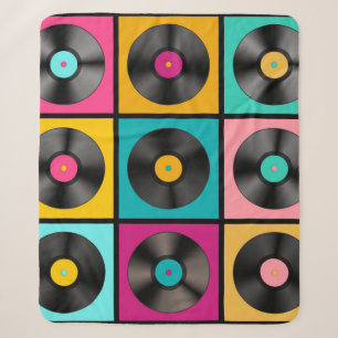 Retro Music Background mit Vinyl Platten - vintag Sherpadecke