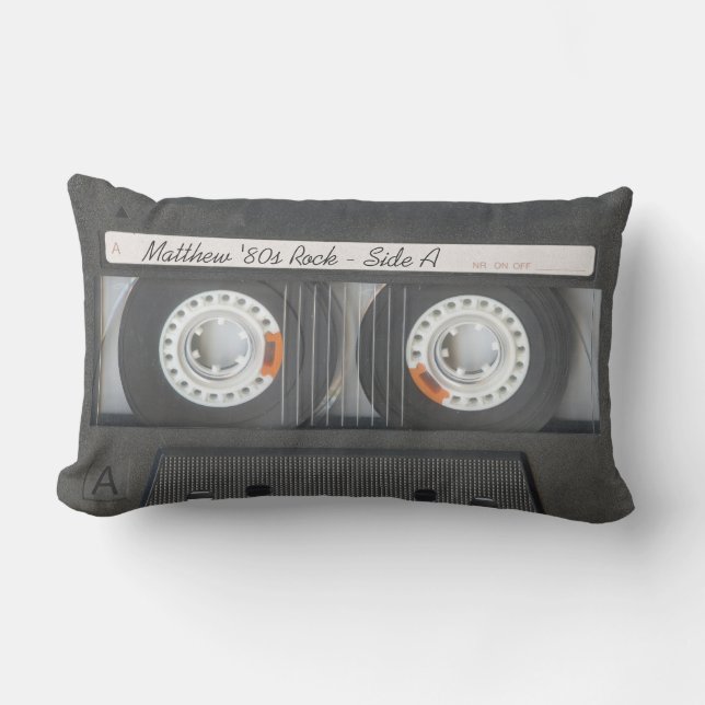 Retro Music Cassette Mix Tape Look Custom Text Lendenkissen (Vorderseite)